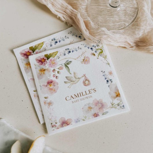 Serviette En Papier Baby shower de printemps fleur sauvage