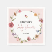 Serviette En Papier Baby shower de printemps Fleur sauvage rose (Devant)