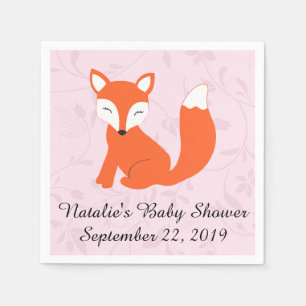Serviette En Papier Baby shower de renard rose boisé