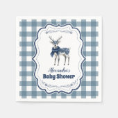 Serviette En Papier Baby shower de rennes bleu plaid (Devant)