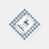 Serviette En Papier Baby shower de rennes bleu plaid (Coin)