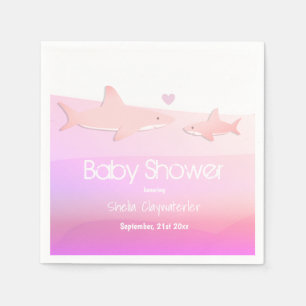 Serviette En Papier Baby shower de requin Cute Océan rose