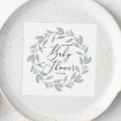 Serviette En Papier Baby shower de script délicat à la menthe pastel