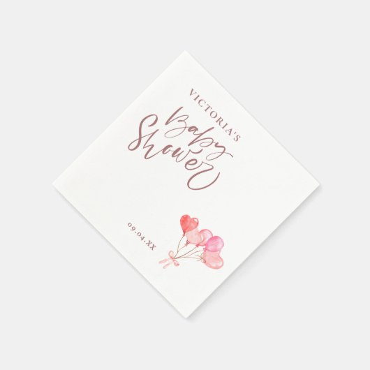 Serviette En Papier Baby shower de script élégant pour ballons neutres (Coin)