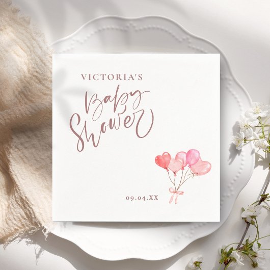Serviette En Papier Baby shower de script élégant pour ballons neutres