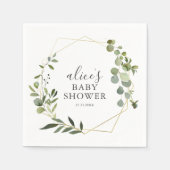 Serviette En Papier Baby shower de script Eucalyptus verdoyant (Devant)