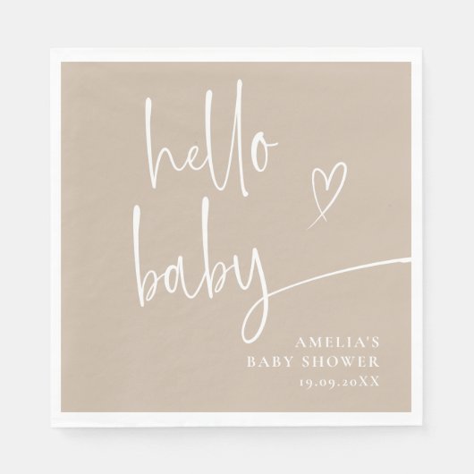 Serviette En Papier Baby shower de script manuscrit moderne (Devant)