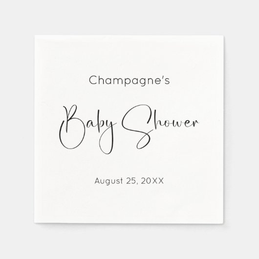 Serviette En Papier Baby shower de script moderne (Devant)
