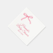 Serviette En Papier Baby shower de script personnalisé Pink Bow servie (Coin)