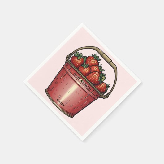 Serviette En Papier Baby shower de seau sucré aux fraises (Coin)