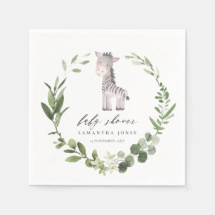 Serviette En Papier Baby shower de serres de serres vert Zebra Foliage