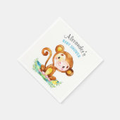 Serviette En Papier Baby shower de singe d'aquarelle (Coin)