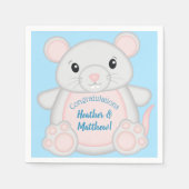 Serviette En Papier Baby shower de souris bleu (Devant)