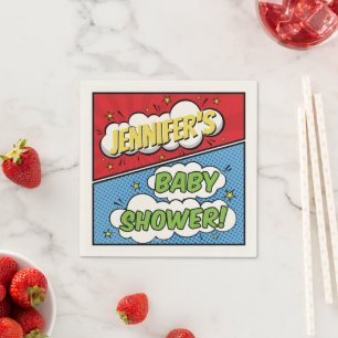 Serviette En Papier Baby Shower de super-héros de bande dessinée perso