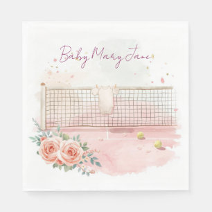 Serviette En Papier Baby shower de tennis pour bébé fille thème rose