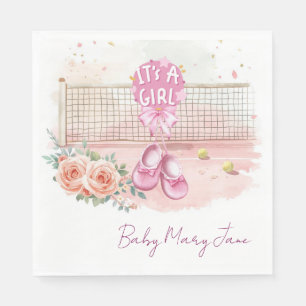 Serviette En Papier Baby shower de tennis pour bébé fille thème rose