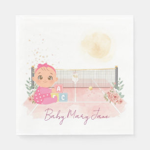 Serviette En Papier Baby shower de tennis pour bébé fille thème rose
