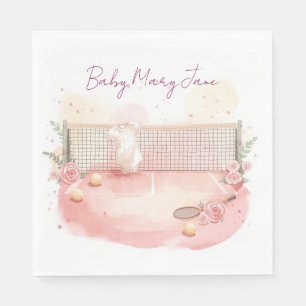 Serviette En Papier Baby shower de tennis pour bébé fille thème rose