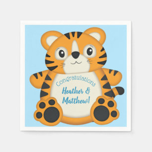 Serviette En Papier Baby shower de tigre bleu