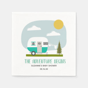 Serviette En Papier Baby shower de touriste Turquoise Adventure