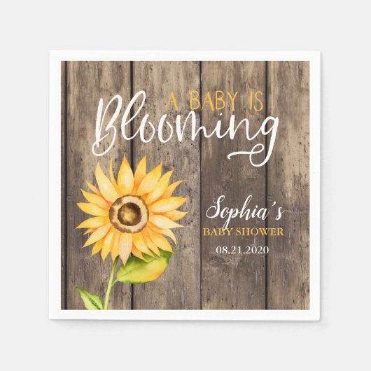 Serviette En Papier Baby shower de tournesol (Devant)