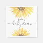 Serviette En Papier Baby shower de tournesol aquarelle (Devant)