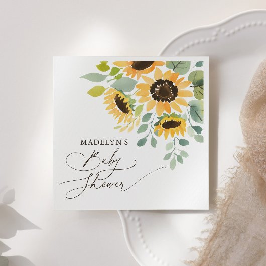 Serviette En Papier Baby shower de tournesol aquarelle