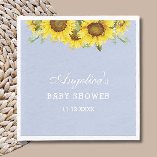 Serviette En Papier Baby shower de tournesol bleu-jaune