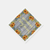 Serviette En Papier Baby shower de tournesol en bois de Barnwood rusti (Coin)