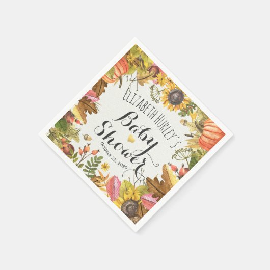 Serviette En Papier Baby shower de tournesol Feuille d'automne (Coin)