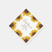 Serviette En Papier Baby shower de tournesol rustique Boho Aquarelle (Coin)