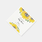 Serviette En Papier Baby shower de tournesol Script Aquarelle Élégante (Coin)