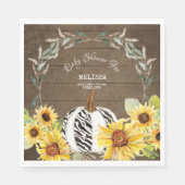 Serviette En Papier Baby shower de tournesol Zebra blanc Citrouille ru (Devant)
