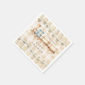 Serviette En Papier Baby shower de train d'aquarelle neutre (Coin)