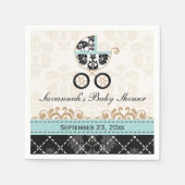 Serviette En Papier Baby shower de transport en damas bleu coque (Devant)