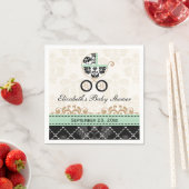 Serviette En Papier Baby shower de transport Mint Gold Damask (En situation)