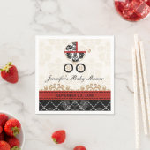 Serviette En Papier Baby shower de transport Red Damask (En situation)