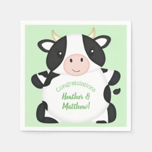 Serviette En Papier Baby shower de vache vert