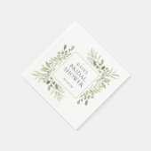 Serviette En Papier Baby Shower de verdure à l'aquarelle (Coin)