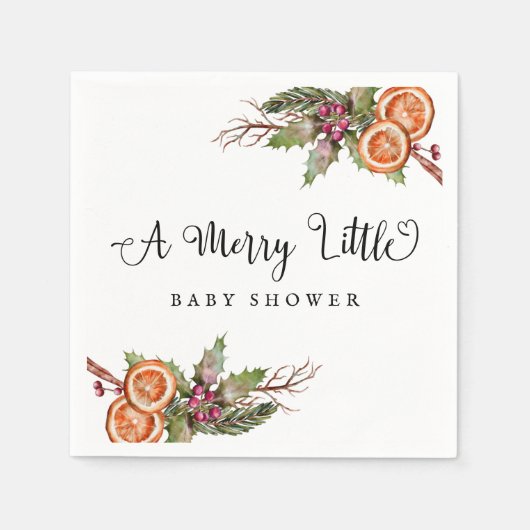 Serviette En Papier Baby shower de verdure d'hiver (Devant)