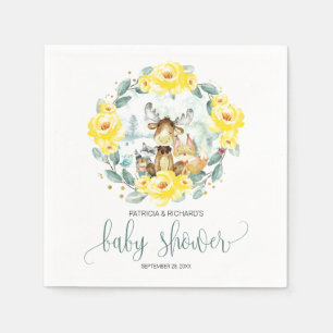 Serviette En Papier Baby shower de verdure fleurie des animaux des boi