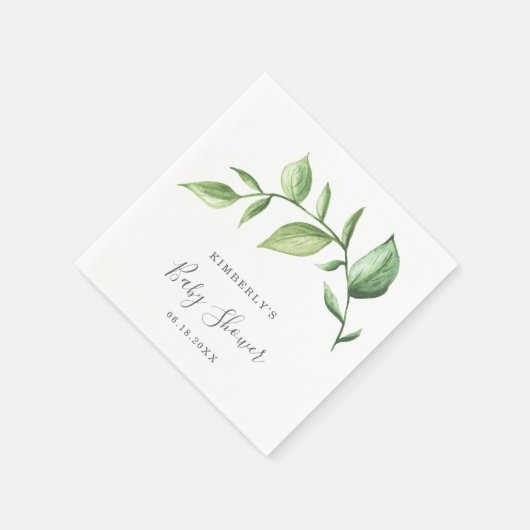 Serviette En Papier Baby shower de verdure rustique simple et élégant (Coin)