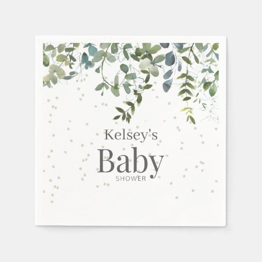 Serviette En Papier Baby shower de verdure simple Eucalyptus serviette (Devant)