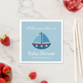 Serviette En Papier Baby shower de voilier nautique personnalisé servi (En situation)