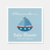 Serviette En Papier Baby shower de voilier nautique personnalisé servi (Devant)