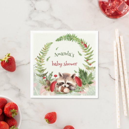 Serviette En Papier Baby shower de Woodland Raccoon (En situation)