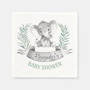 Serviette En Papier Baby shower d'éléphant aquarelle