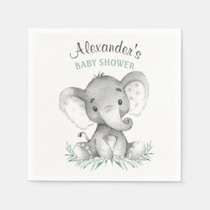 Serviette En Papier Baby shower d'éléphant aquarelle