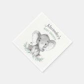 Serviette En Papier Baby shower d'éléphant aquarelle (Coin)