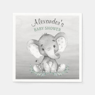 Serviette En Papier Baby shower d'éléphant d'aquarelle